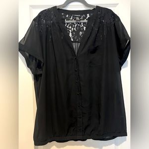 Torrid Semi-Sheer Button Down Lace Blouse